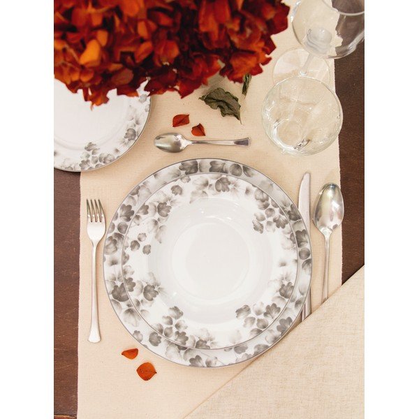 Farfurii albe/gri-deschis 6 buc. pentru desert  din porțelan ø 19 cm Foliage gray – Villa Altachiara-image-2
