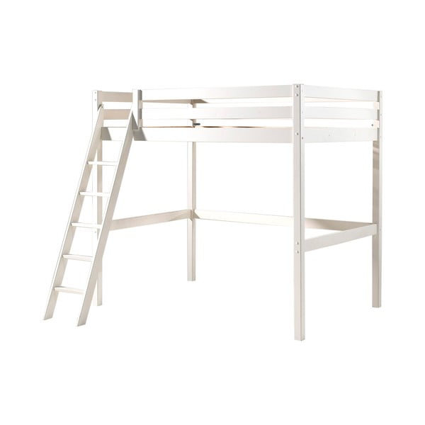 Pat pentru copii cu scară Vipack Pino, 140 x 200 cm, alb
