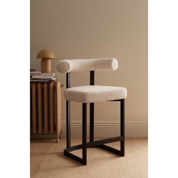 Scaun de bar alb-negru tapițat (înălțime șezut 66 cm) Parie – Ellos Home-image-1