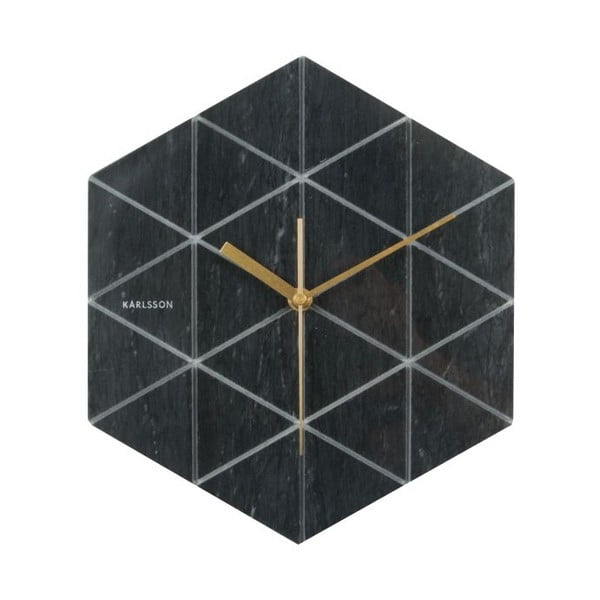 Ceas de perete din marmură Karlsson Marble Hexagon, negru