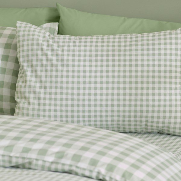 Lenjerie de pat verde pentru pat dublu/extinsă cu 3 piese 230x220 cm Bamford Gingham Check – Catherine Lansfield-image-3