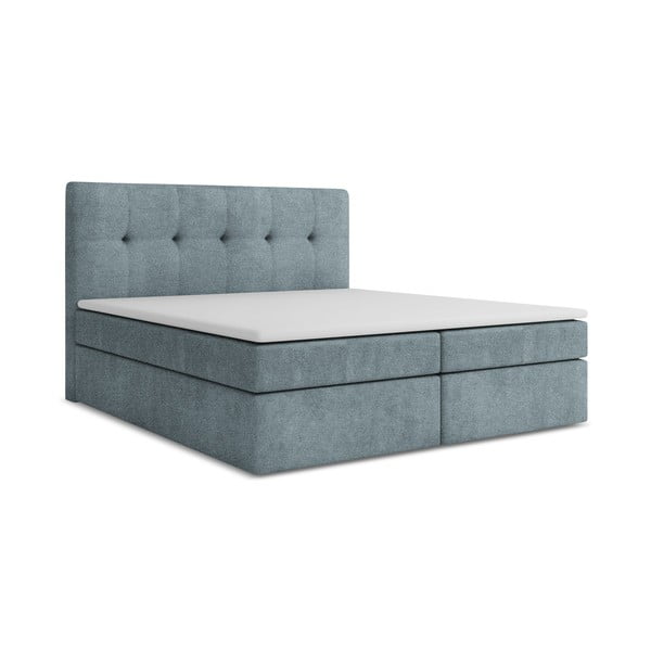 Pat boxspring albastru deschis cu spațiu de depozitare 160x200 cm Palta – Makamii