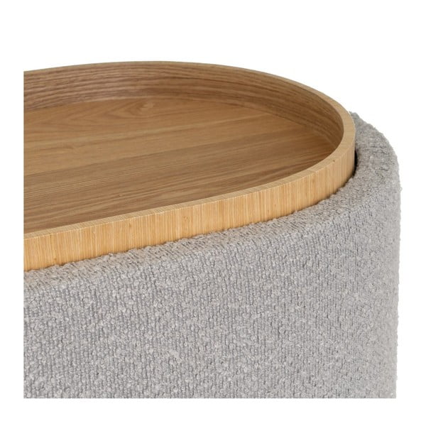 Taburet gri deschis cu tapițerie din țesătură bouclé – Casa Selección-image-3