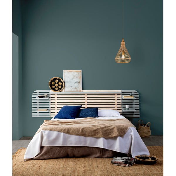 Tăblie de pat gri deschis/în culoare naturală din lemn masiv de pin 240x62 cm Dimas – Marckeric-image-1