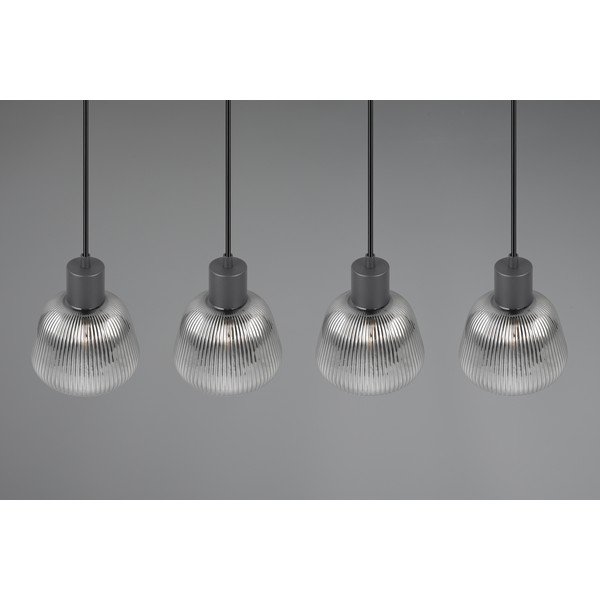 Lustră neagră cu abajur din sticlă ø 15 cm Tarifa – Trio-image-3