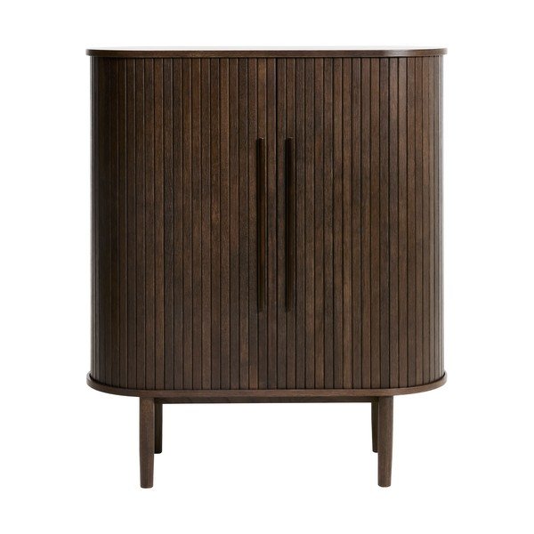 Dulap în culoare naturală închisă cu aspect de lemn de stejar cu ușă glisantă 100x118x40 cm Meta – Unique Furniture-image-2