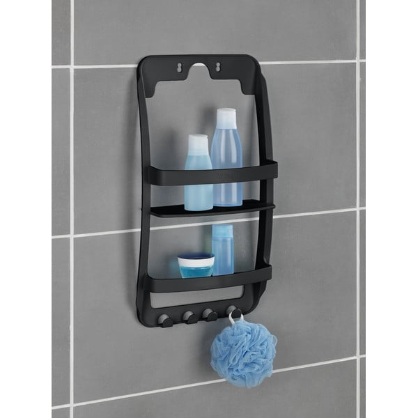Raft pentru baie negru de agățat, autoadeziv din plastic Universal – Wenko-image-2