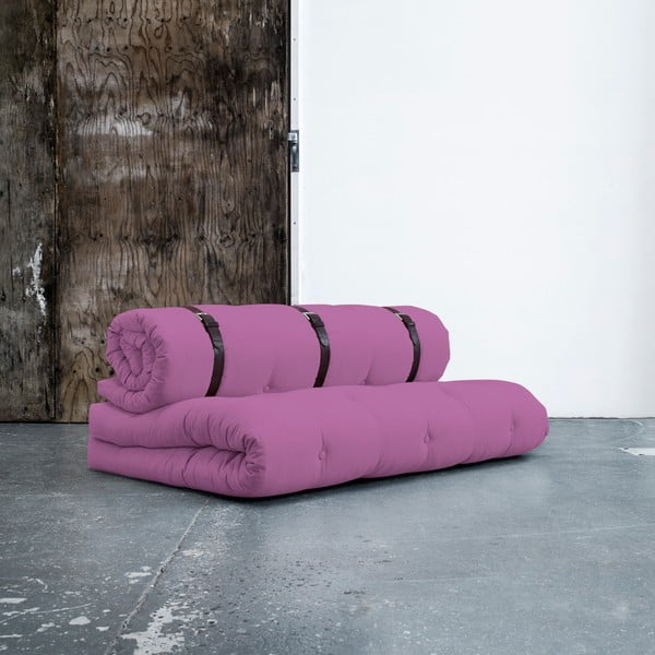 Canapea extensibilă cu detalii din piele Karup Buckle Up Taffy Pink