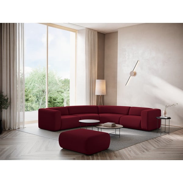 Colțar burgundy cu tapițerie din catifea Ekahi – Makamii-image-1