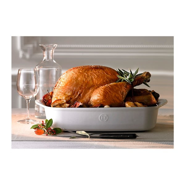 Vas dreptunghiular de ceramică pentru copt Emile Henry Ultime, 42,5 x 28 cm, crem-image-1