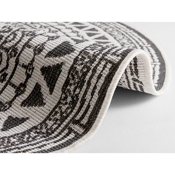 Covor adecvat pentru exterior NORTHRUGS Coron, ø 140 cm, negru-crem-image-1
