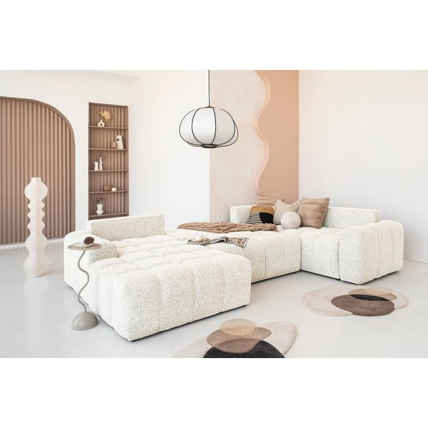 Colțar modular crem extensibil/cu spațiu de depozitare (cu colț pe partea dreaptă) Lulu – Miuform-image-1