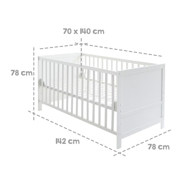 Pătuț alb cu baldachin 70x140 cm – Roba-image-4