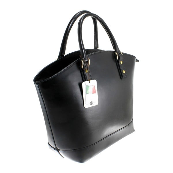 Geantă din piele Chicca Borse Stefania, negru-image-4