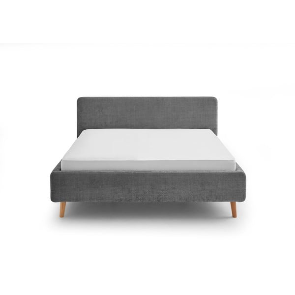 Pat matrimonial gri închis tapițat fără somieră 180x200 cm Mattis – Meise Möbel-image-2