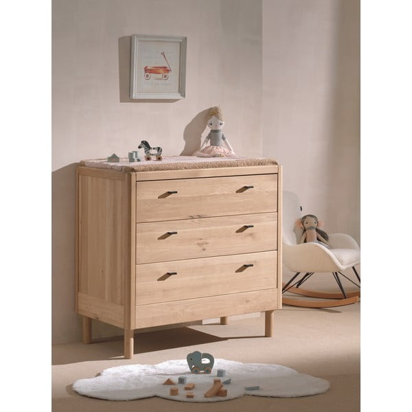 Comodă de copii în culoare naturală din lemn de stejar 100x95x55 cm Forrest – Vipack-image-2