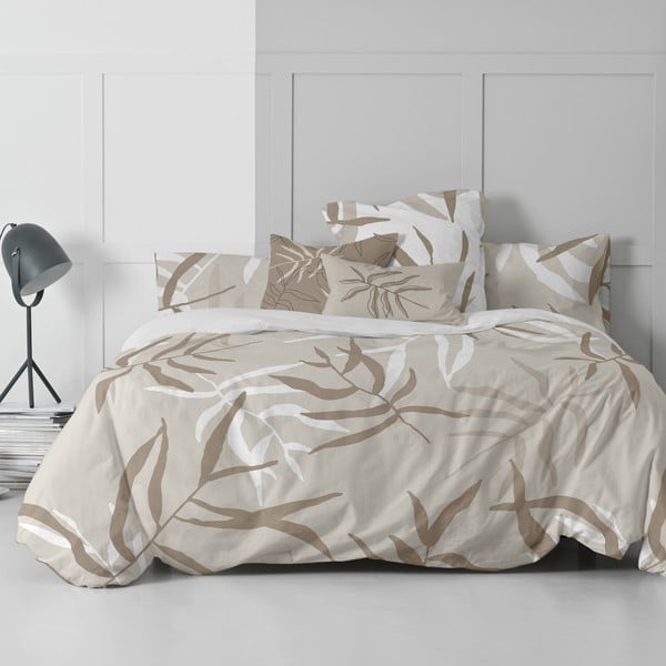 Husă de pilotă alb-maro din bumbac pentru pat dublu 200x200 cm Maple – Blanc