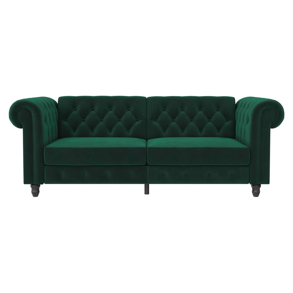 Canapea verde-închis extensibilă cu tapițerie din catifea 236 cm Felix – Støraa