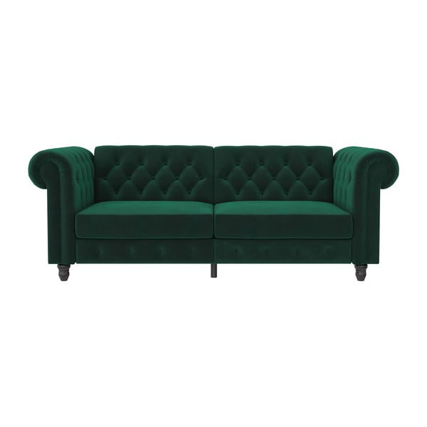 Canapea verde-închis extensibilă cu tapițerie din catifea 236 cm Felix – Støraa