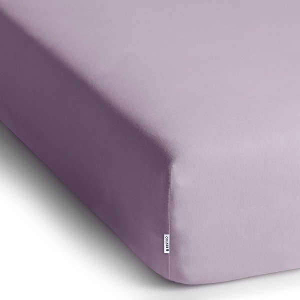 Cearceaf mov lavandă din jerseu cu elastic 90x200 cm Amber – Restilo-image-2