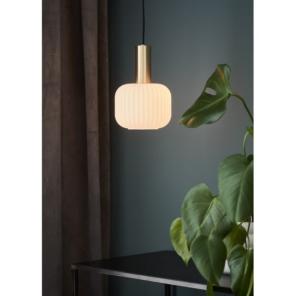 Lustră neagră/aurie cu abajur din sticlă Sober – Markslöjd-image-1