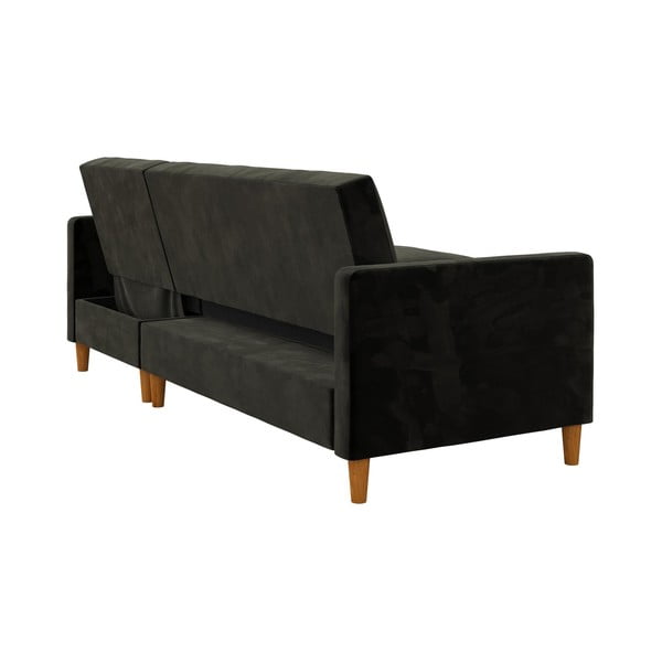 Canapea variabilă extensibilă cu suprafață din catifea Støraa Celine, negru-image-3