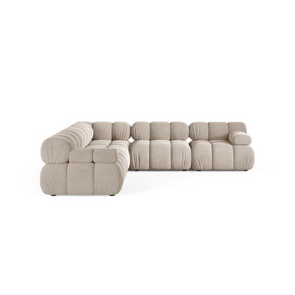 Colțar modular crem cu tapițerie din catifea – Micadoni -image-2