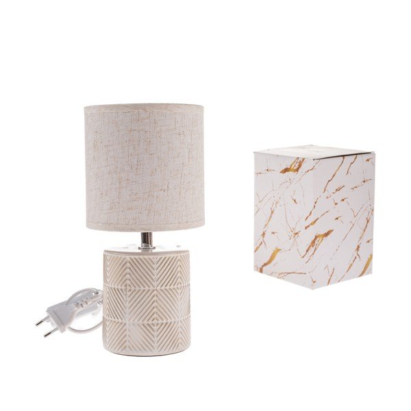 Veioză bej din ceramică cu abajur textil (înălțime 27 cm) Anita – Dakls-image-1