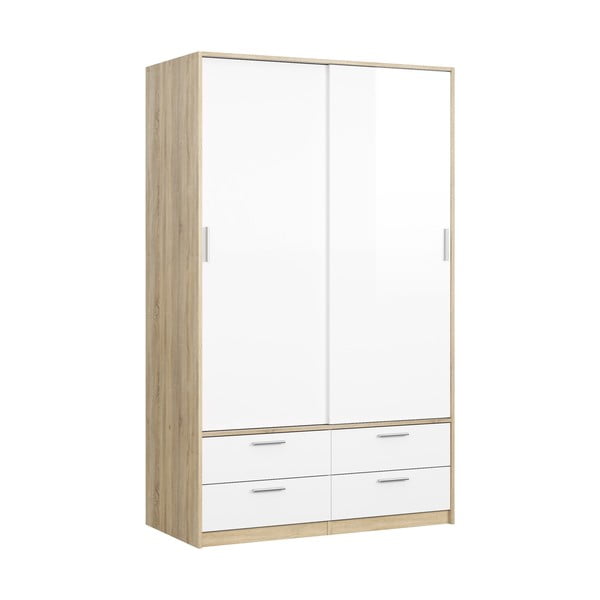 Șifonier alb/cu  aspect de lemn de stejar cu ușă glisantă 121x200 cm Line – Tvilum-image-2