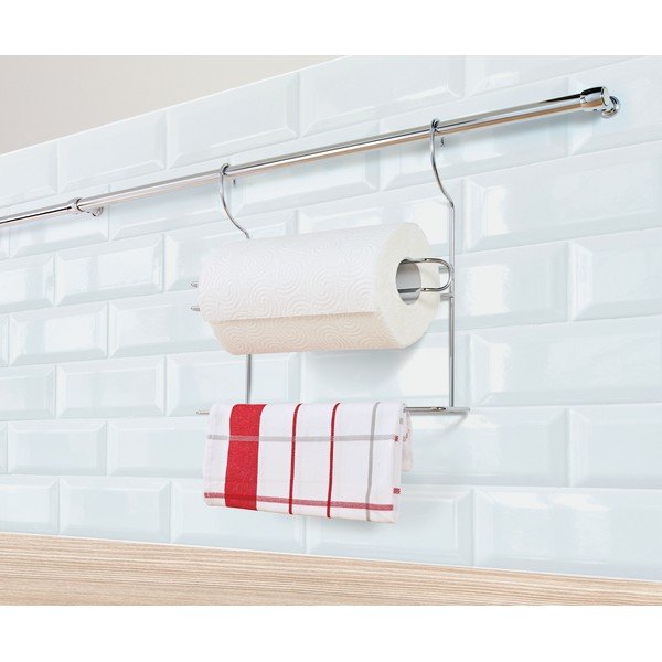 Suport de prosoape de bucătărie  argintiu suspendat din oțel cromat Lonardo – Metaltex-image-2