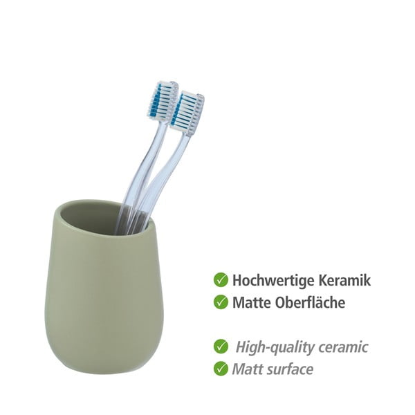 Recipient din ceramică pentru periuțe de dinți Wenko Badi, verde-image-4