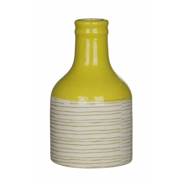 Vază din ceramică Mica Fabio, 14 x 8 cm, galben - alb
