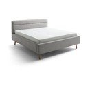 Pat matrimonial gri tapițat cu spațiu de depozitare cu somieră 160x200 cm Lotte – Meise Möbel