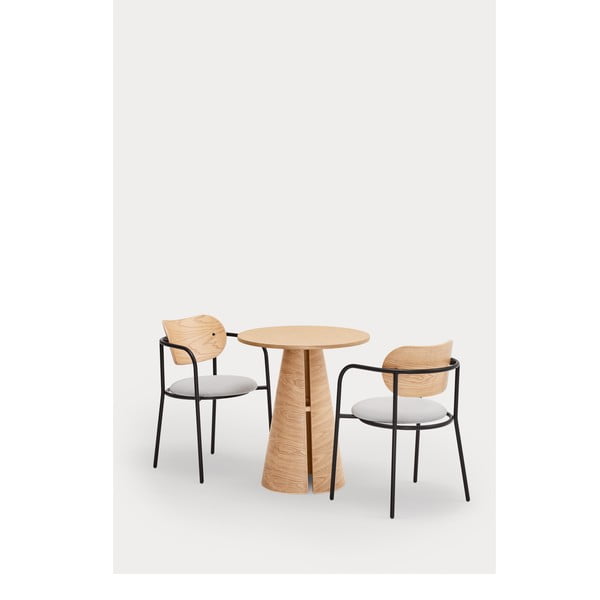 Masă de dining în culoare naturală rotundă cu aspect de lemn de stejar ø 65 cm Cep – Teulat-image-3