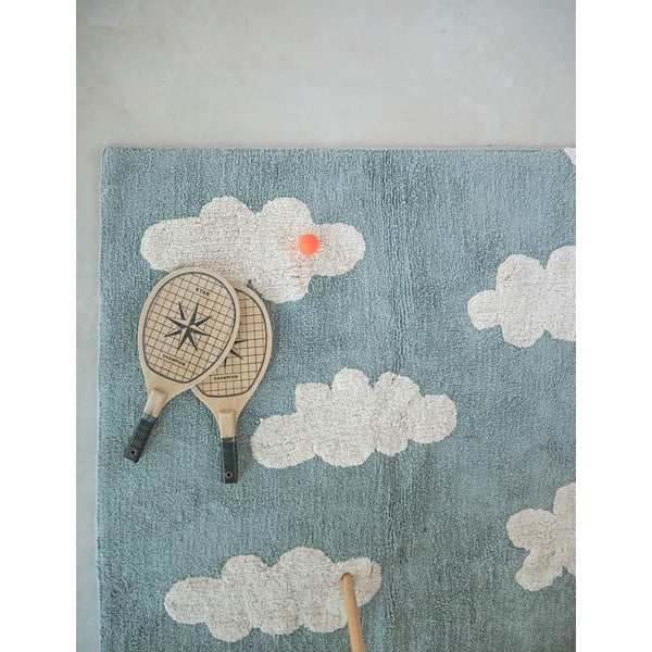 Covor pentru copii albastru lavabil/țesut manual din bumbac 120x160 cm Clouds Vintage Blue – Lorena Canals-image-3