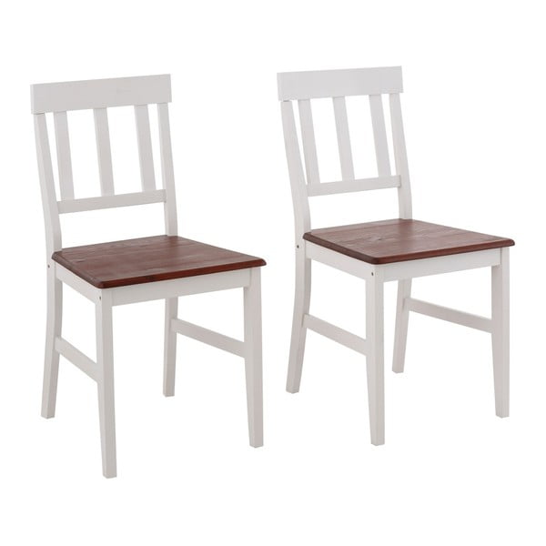 Set 2 scaune din lemn masiv de pin Støraa Vinnie, alb