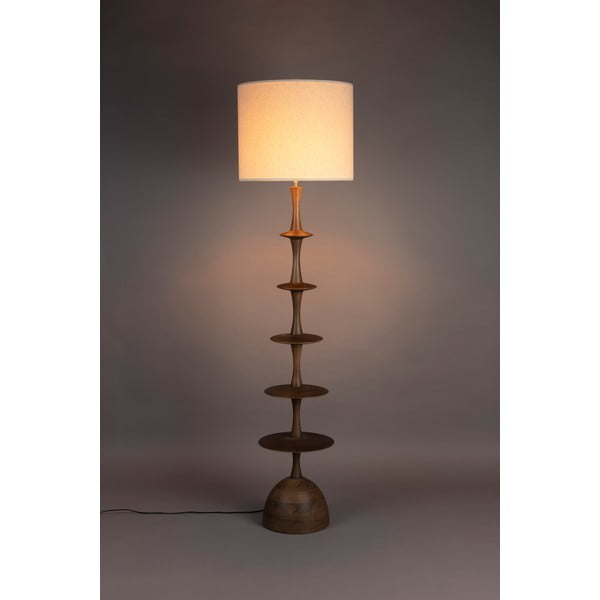 Lampadar crem/în culoare naturală închisă cu abajur textil (înălțime 179 cm) Cath – Dutchbone-image-1