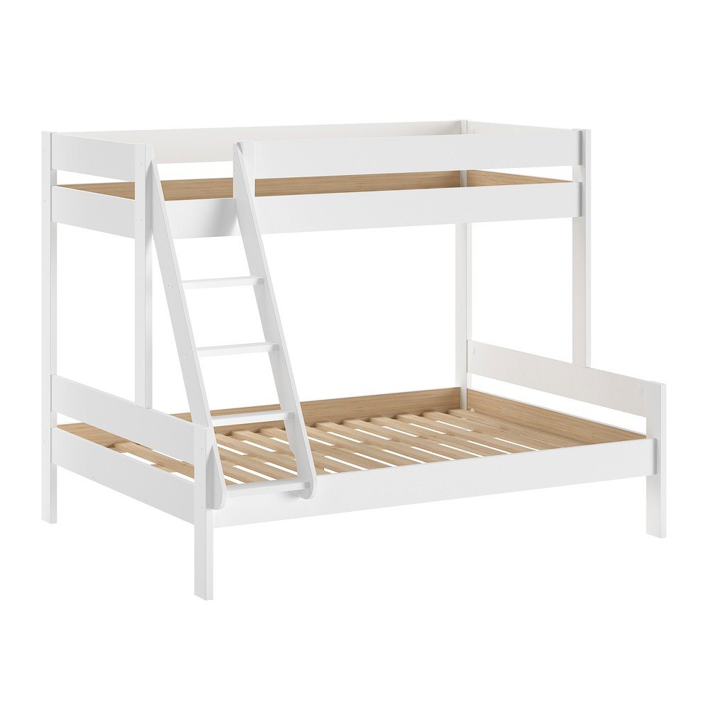 Pat pentru copii alb supraetajat cu somieră 140x200/90x200 cm Primo – Vipack