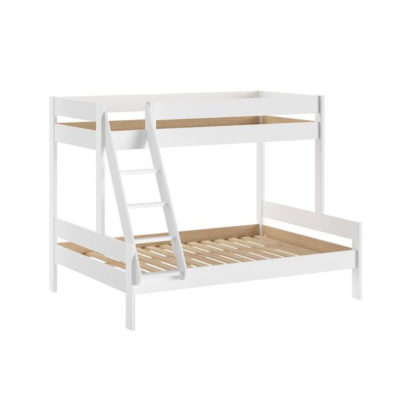 Pat pentru copii  alb supraetajat cu somieră 140x200/90x200 cm Primo – Vipack