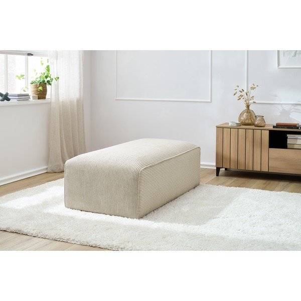 Taburet modular bej cu tapițerie din catifea reiată Megeve – Bobochic Paris-image-4