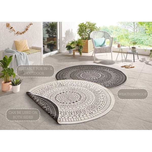 Covor adecvat pentru exterior NORTHRUGS Porto, Ø 200 cm, negru - crem-image-4
