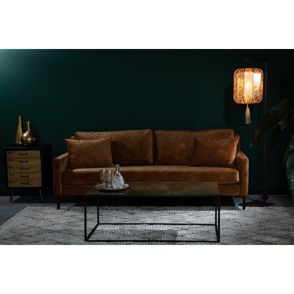 Canapea din catifea Dutchbone Houda, maro caramel-image-1