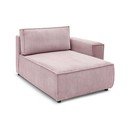 Modul pentru canapea roz deschis cu tapițerie din catifea reiată  (cu colț pe partea dreaptă) Nihad modular – Bobochic Paris