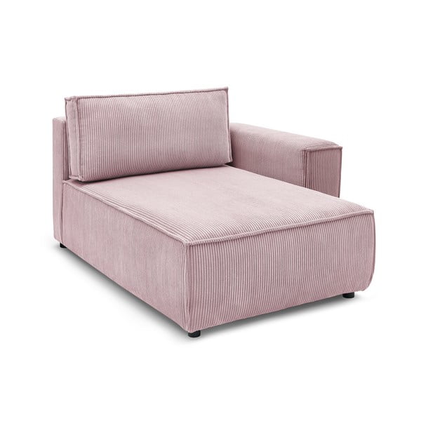 Modul pentru canapea roz deschis cu tapițerie din catifea reiată  (cu colț pe partea dreaptă) Nihad modular – Bobochic Paris