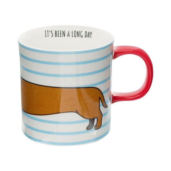 Cană albastră/maro din porțelan 300 ml Sausage Dog – Sass & Belle-image-3