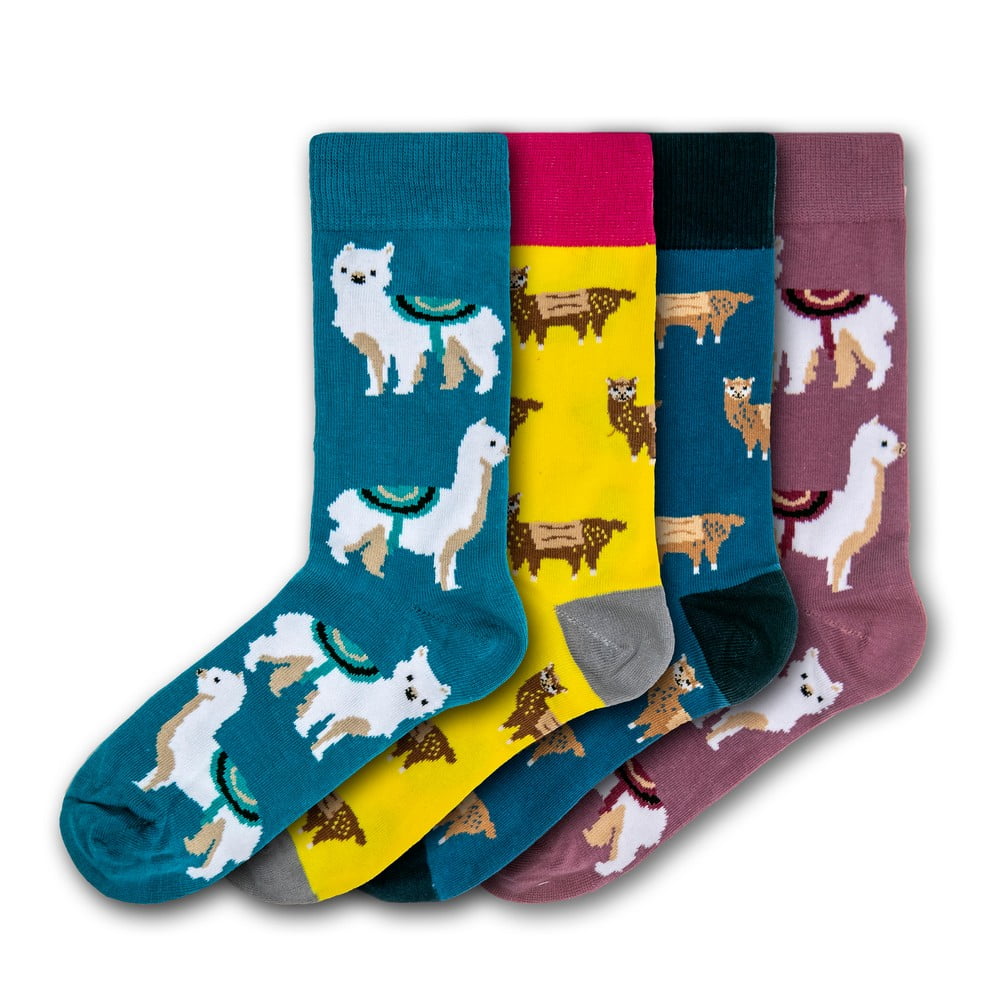 Set 4 perechi de șosete colorate Funky Steps Llamas, măr. 35 - 39 și 41 - 45