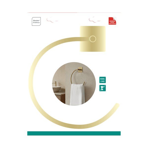 Suport pentru prosoape auriu mat autoadeziv din metal Fixeo – douceur d'intérieur-image-1