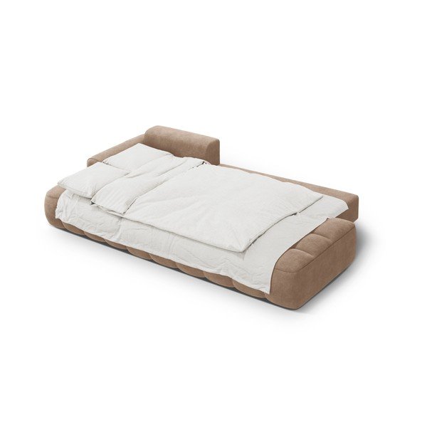 Colțar maro deschis extensibil/cu spațiu de depozitare cu tapițerie din catifea (cu colț pe partea stângă/cu șezlong) Linz – Cosmopolitan Design-image-4