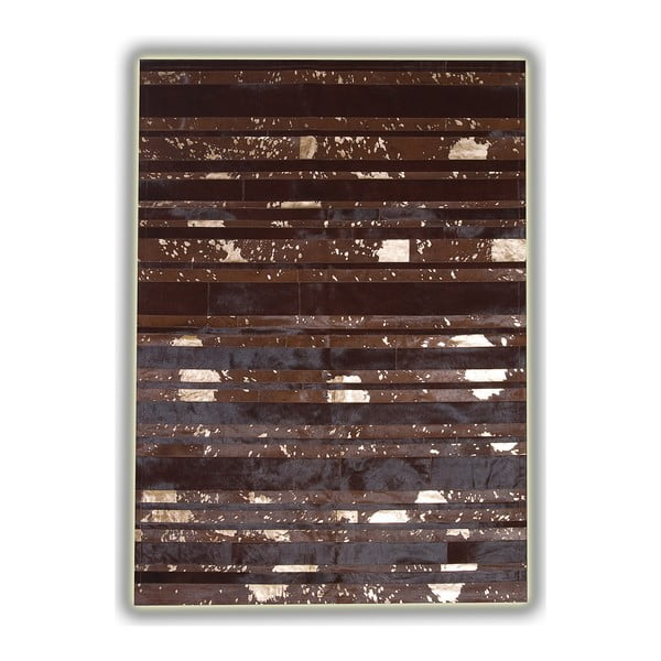 Covor din piele cu detalii aurii Pipsa Stripes, 180 x 120 cm, maro