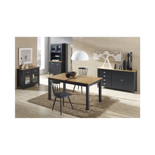 Masă extensibilă din lemn masiv de pin Marckeric Jade, 150 x 85 cm, gri antracit-image-2